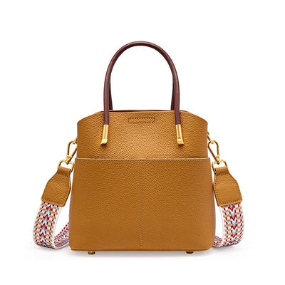 Bolso bucket para mujer de piel granulada con asa doble - Emilia