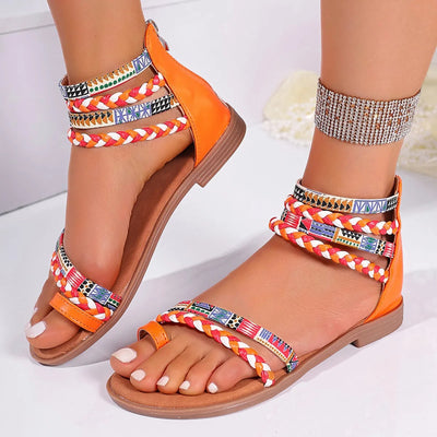 Sandalias planas para mujer diseño étnico trenzado - Nayeli