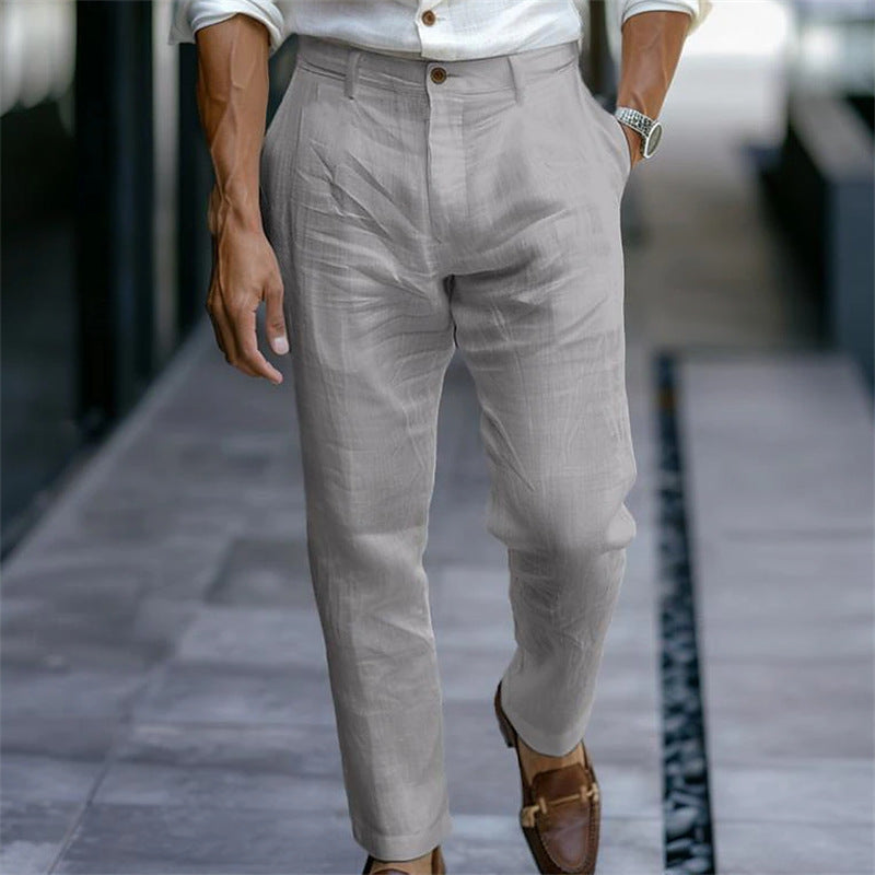 Pantalón hombre lino recto estilo casual elegante - Adriano