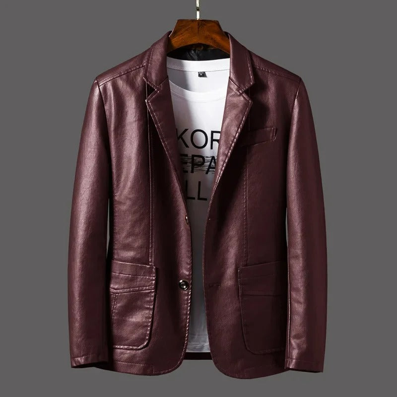 Rodo - Chaqueta de cuero clásica para hombre