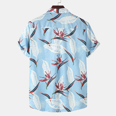 Camisa estampada de manga corta para hombre con diseño floral