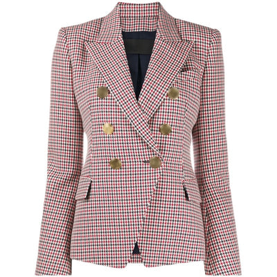 Vivi - Blazer de pata de gallo para mujer con tapeta de doble botón