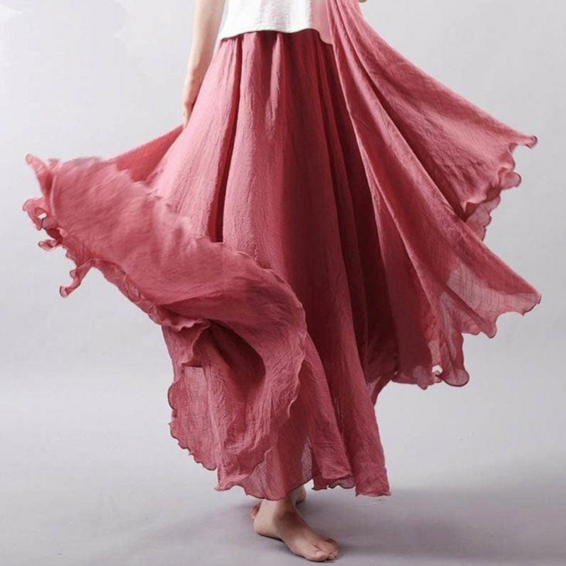 Falda plisada suelta de mujer de estilo boho - cómoda y desenfadada