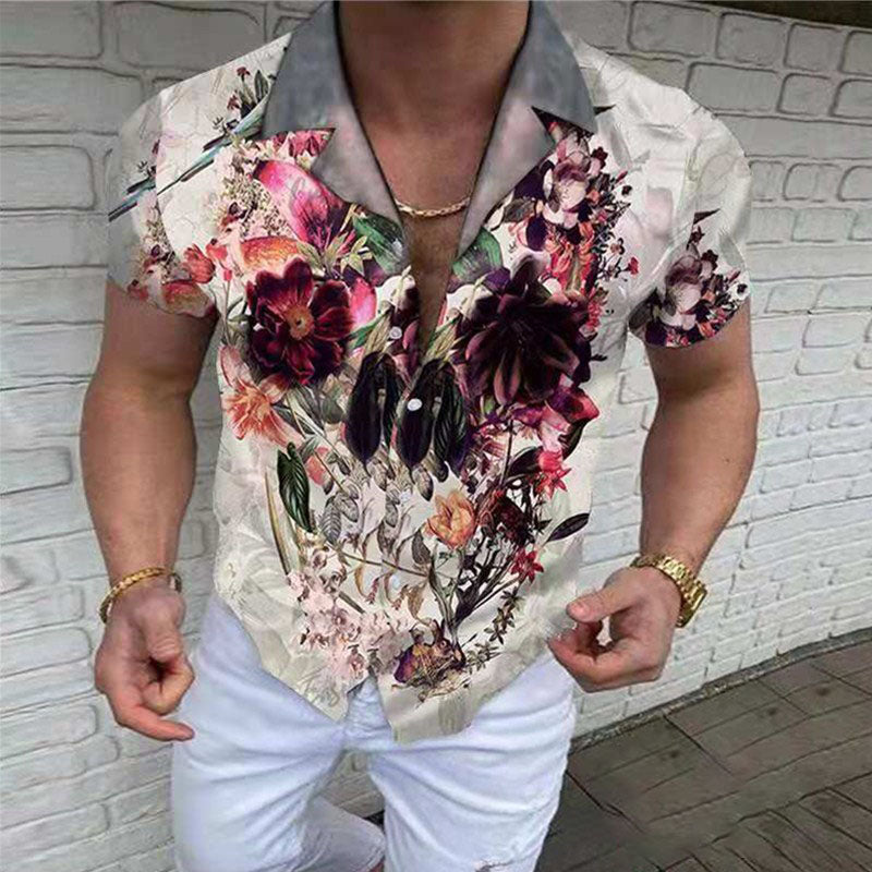 Camisa casual de manga corta para hombre con estampado abstracto para las vacaciones de verano