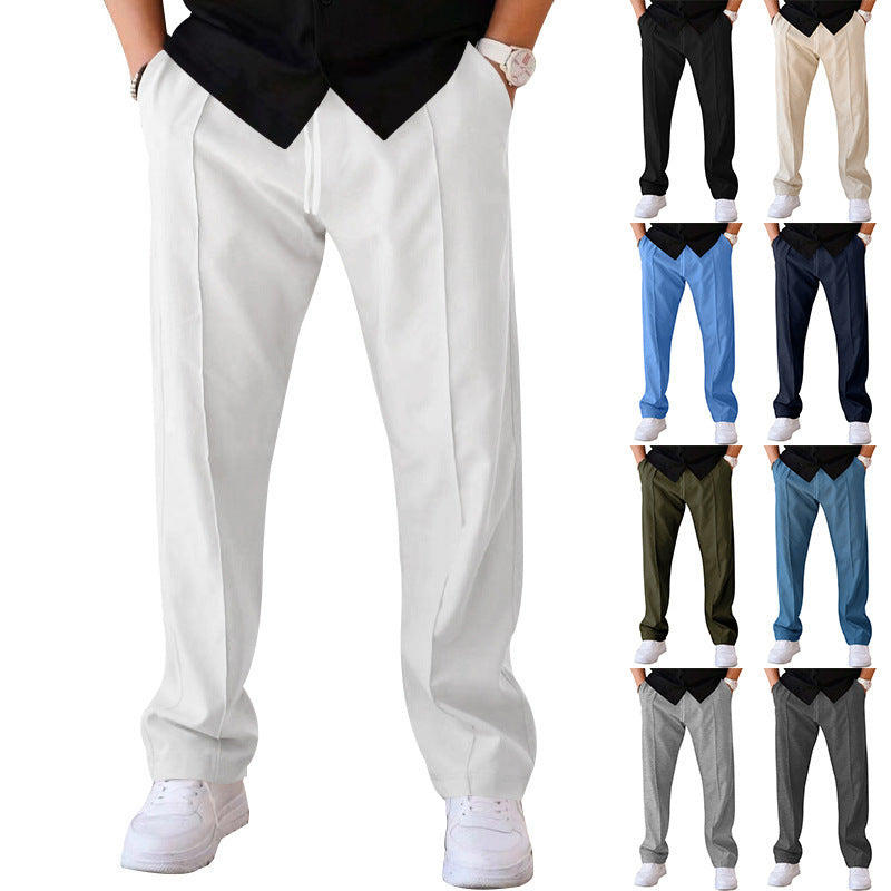 Cómodo pantalón de corte ancho para hombre, confeccionado en un material ligero y vaporoso