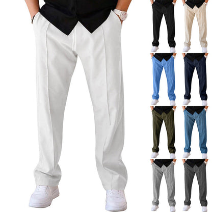 Cómodo pantalón de corte ancho para hombre, confeccionado en un material ligero y vaporoso