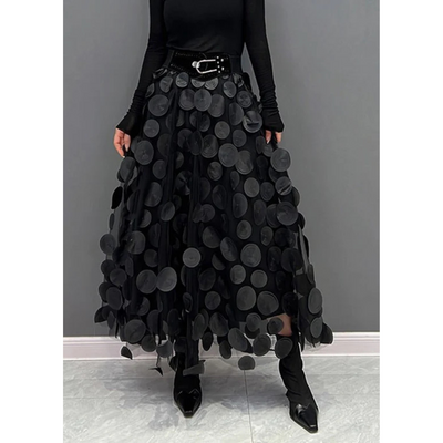 Falda maxi vintage de cintura alta y lunares para mujer
