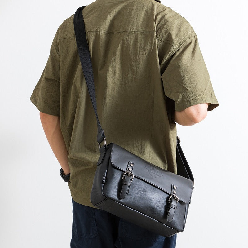 Bolso bandolera para hombre cuero sintético hebillas vintage - Mateo