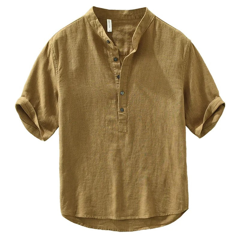 Camisa casual hombre cuello mao lino - Dario