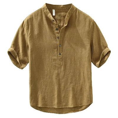Camisa casual hombre cuello mao lino - Dario