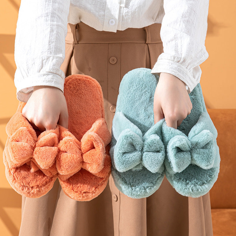 Zapatillas de felpa con lazo