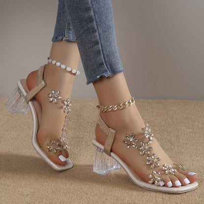 Sandy - Sandalias con tacón de strass