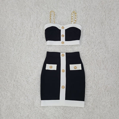 Vestido mini para mujer con tejido estructurado botones decorativos - Valeria