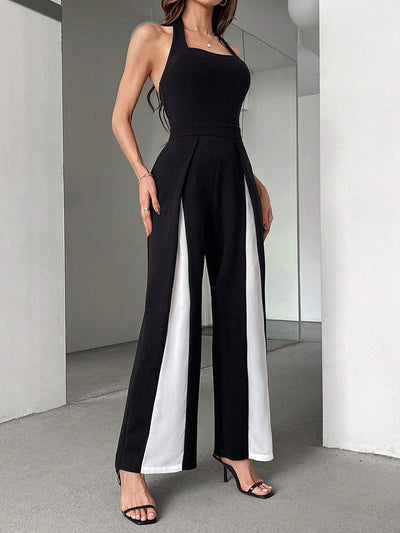 Mono para mujer bicolor con escote halter de estilo elegante - Juliana