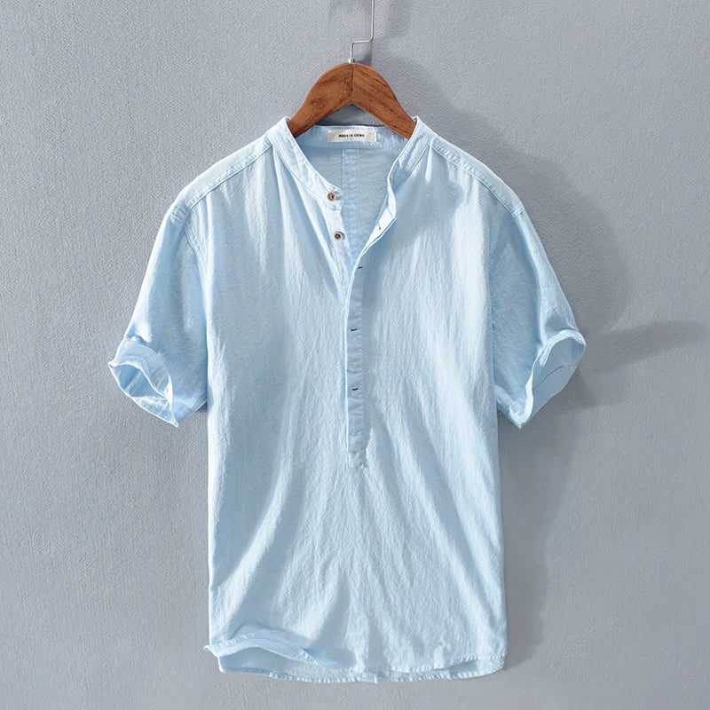 Camisa hombre estilo casual algodón lino con botones - Elías