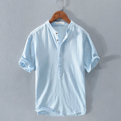 Camisa hombre estilo casual algodón lino con botones - Elías