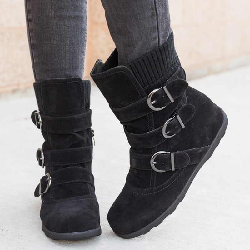Botas ajustables para mujer efecto ante - Avenne