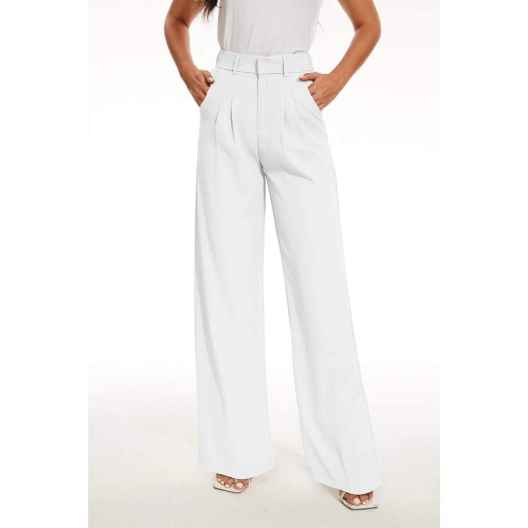 Pantalón casual de mujer - Talle alto - Pernera ancha