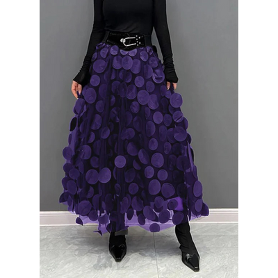Falda maxi vintage de cintura alta y lunares para mujer