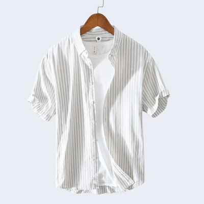 Camisa abotonada de manga corta para hombre - rayas
