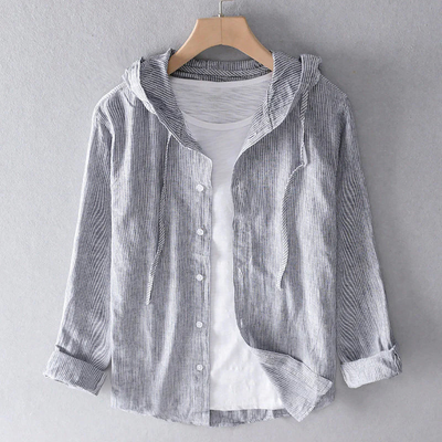 Camisa casual a rayas para hombre - con capucha