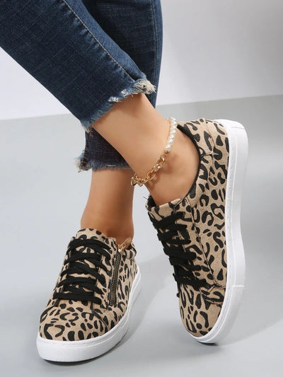 Zapatillas casuales mujer estampado animal con cremallera lateral - Camila