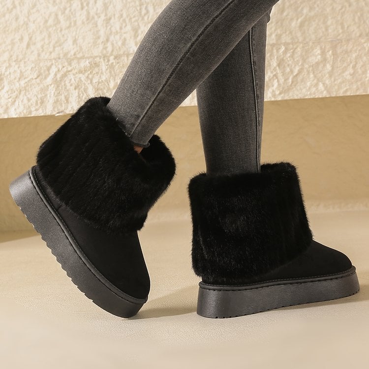 Botines para mujer estilo invernal con borde afelpado - Auralyn