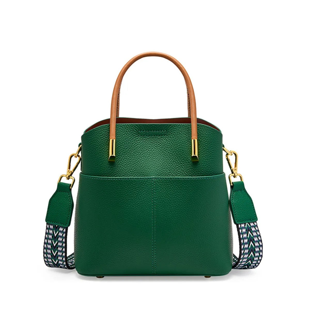 Bolso bucket para mujer de piel granulada con asa doble - Emilia