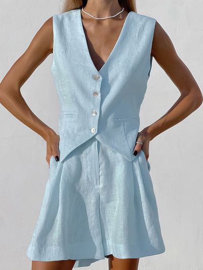 Xenia - Conjunto de pantalón y chaleco sin mangas Chic para mujer