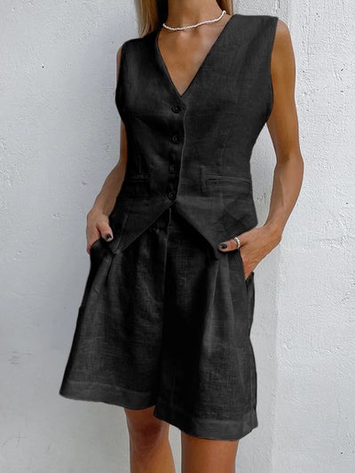 Xenia - Conjunto de pantalón y chaleco sin mangas Chic para mujer