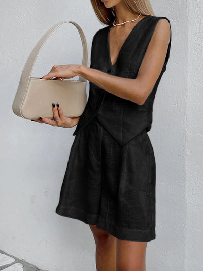 Xenia - Conjunto de pantalón y chaleco sin mangas Chic para mujer