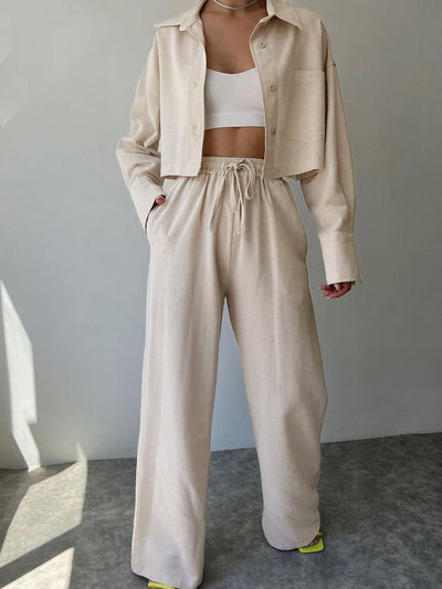 Vilma - Conjunto de dos piezas de camiseta con cuello y cremallera y pantalón con cordón de ajuste