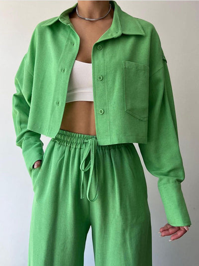 Vilma - Conjunto de dos piezas de camiseta con cuello y cremallera y pantalón con cordón de ajuste