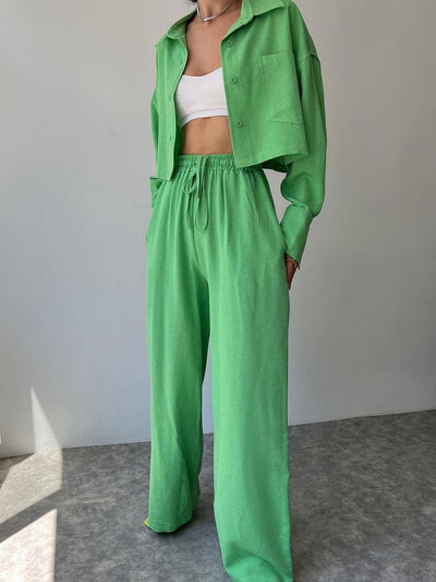 Vilma - Conjunto de dos piezas de camiseta con cuello y cremallera y pantalón con cordón de ajuste