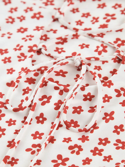 Lenay - Vestido largo de tirantes con estampado floral cruzado y fluido