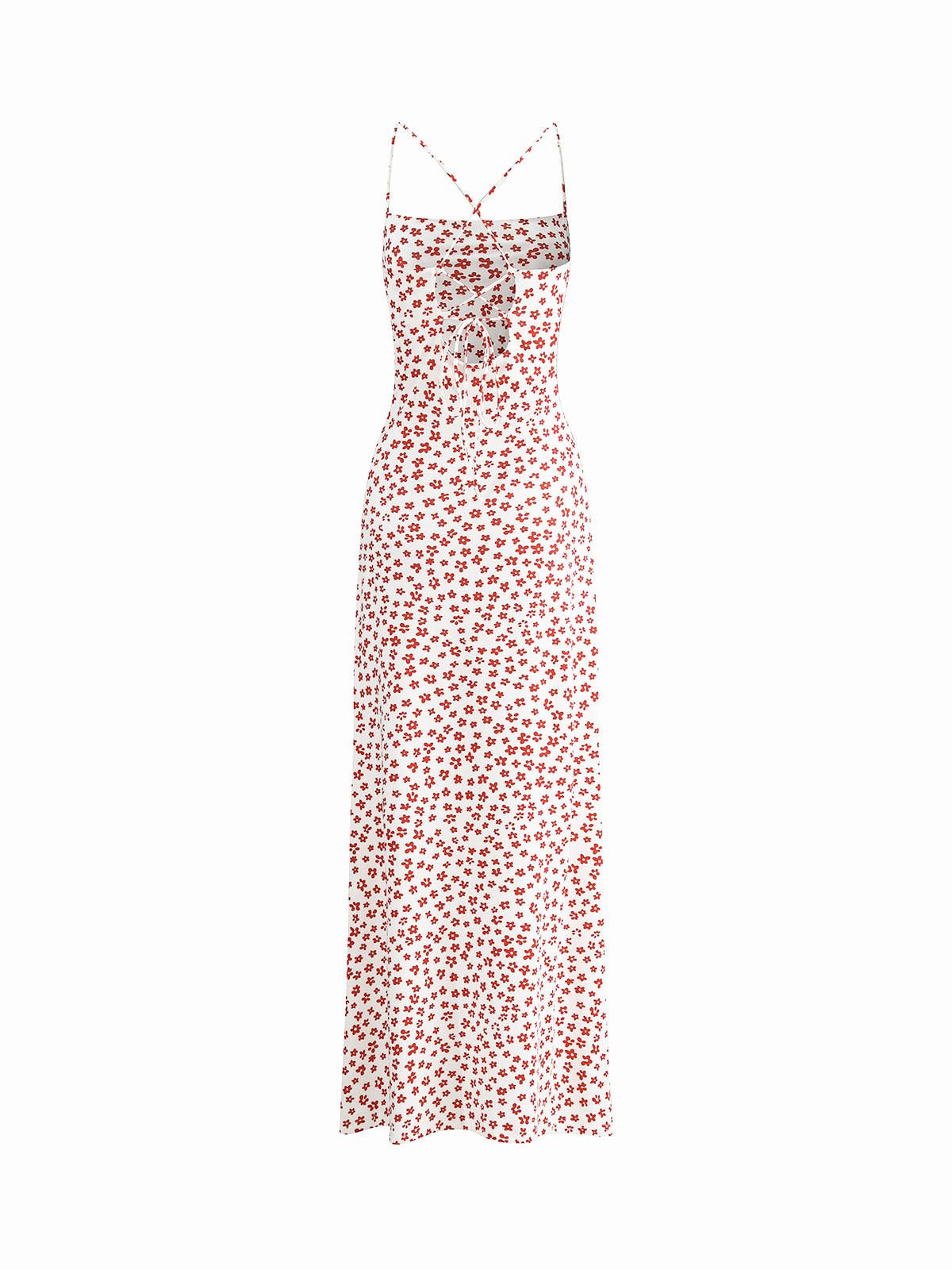 Lenay - Vestido largo de tirantes con estampado floral cruzado y fluido