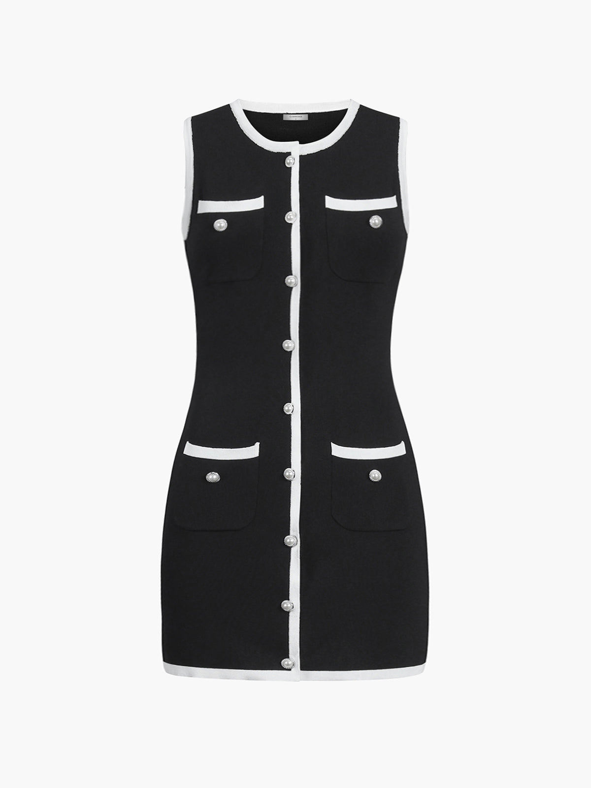 Victoria - Vestido corto sin mangas con botones y bolsillos múltiples