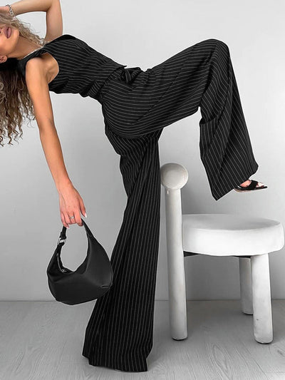 Tamara - Conjunto relajado de pantalón de traje a rayas