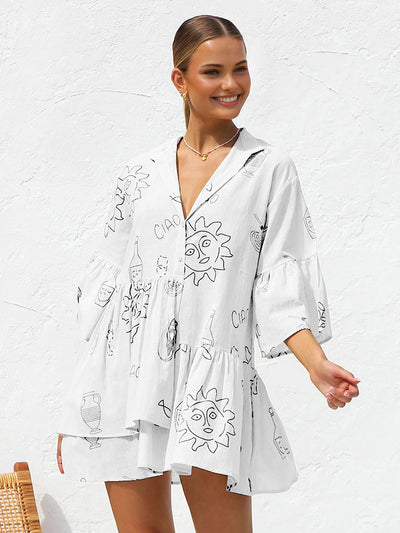 Millie - Vestido corto oversize con estampado solar