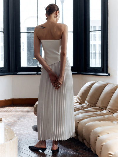 Charlotte - Vestido plisado sin tirantes con escote palabra de honor