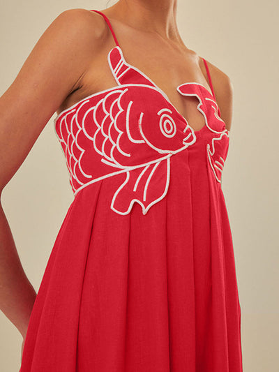 Scarlett - Vestido Semi-Transparente Peces Bordados