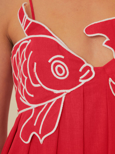 Scarlett - Vestido Semi-Transparente Peces Bordados