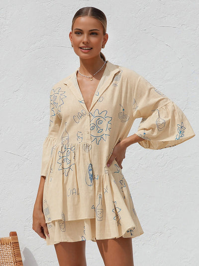 Millie - Vestido corto oversize con estampado solar