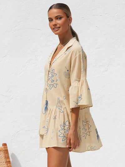 Millie - Vestido corto oversize con estampado solar