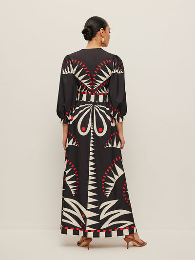 Dinah - Vestido con escote en V y estampado boho