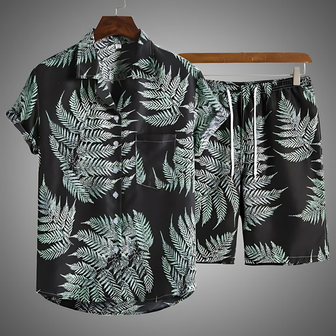 Elegante conjunto de ocio hawaiano para hombre (2 piezas)