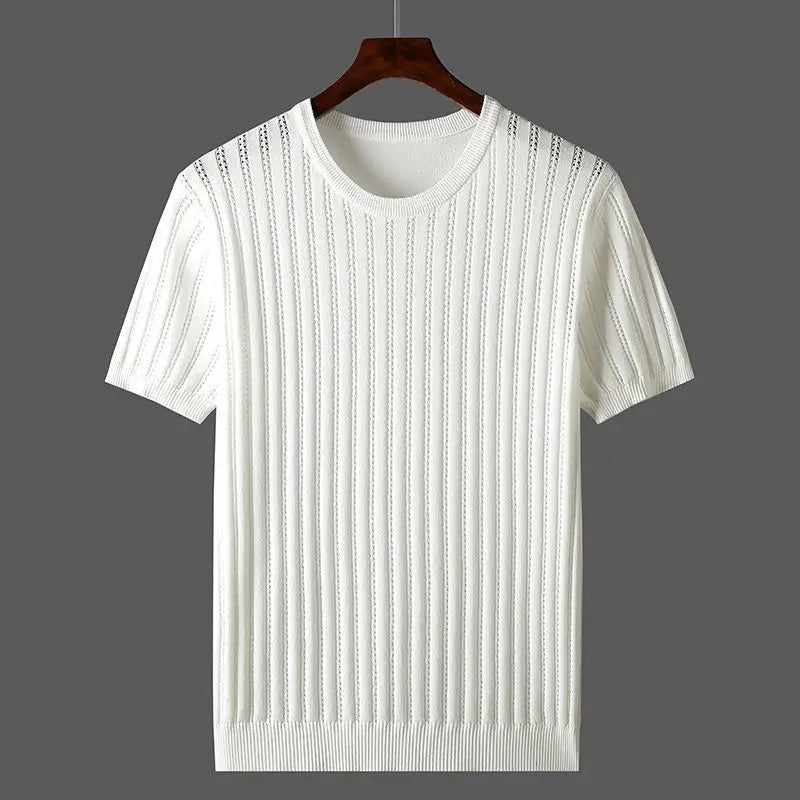 Camiseta de punto de algodón de manga corta para hombre