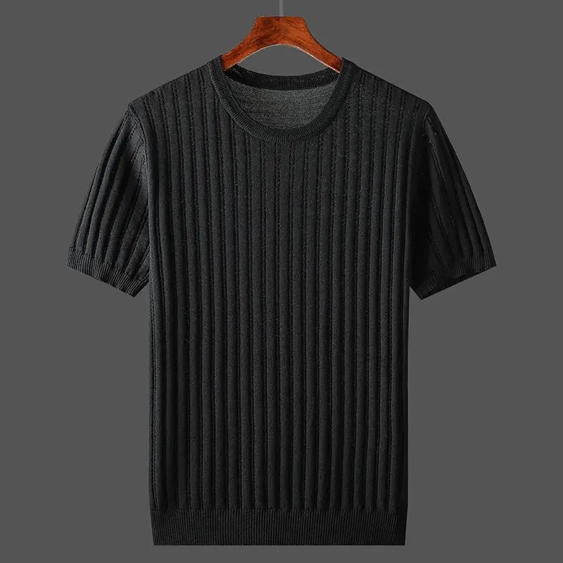 Camiseta de punto de algodón de manga corta para hombre