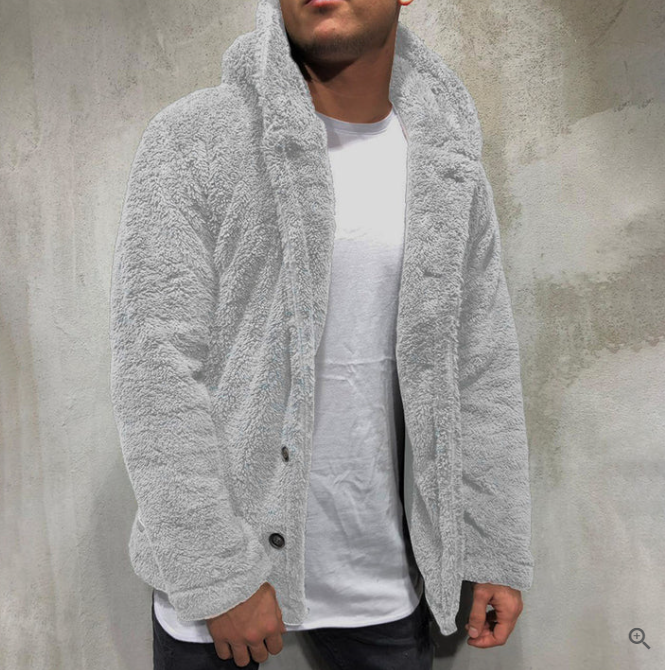 Cálida sudadera polar con capucha para hombre