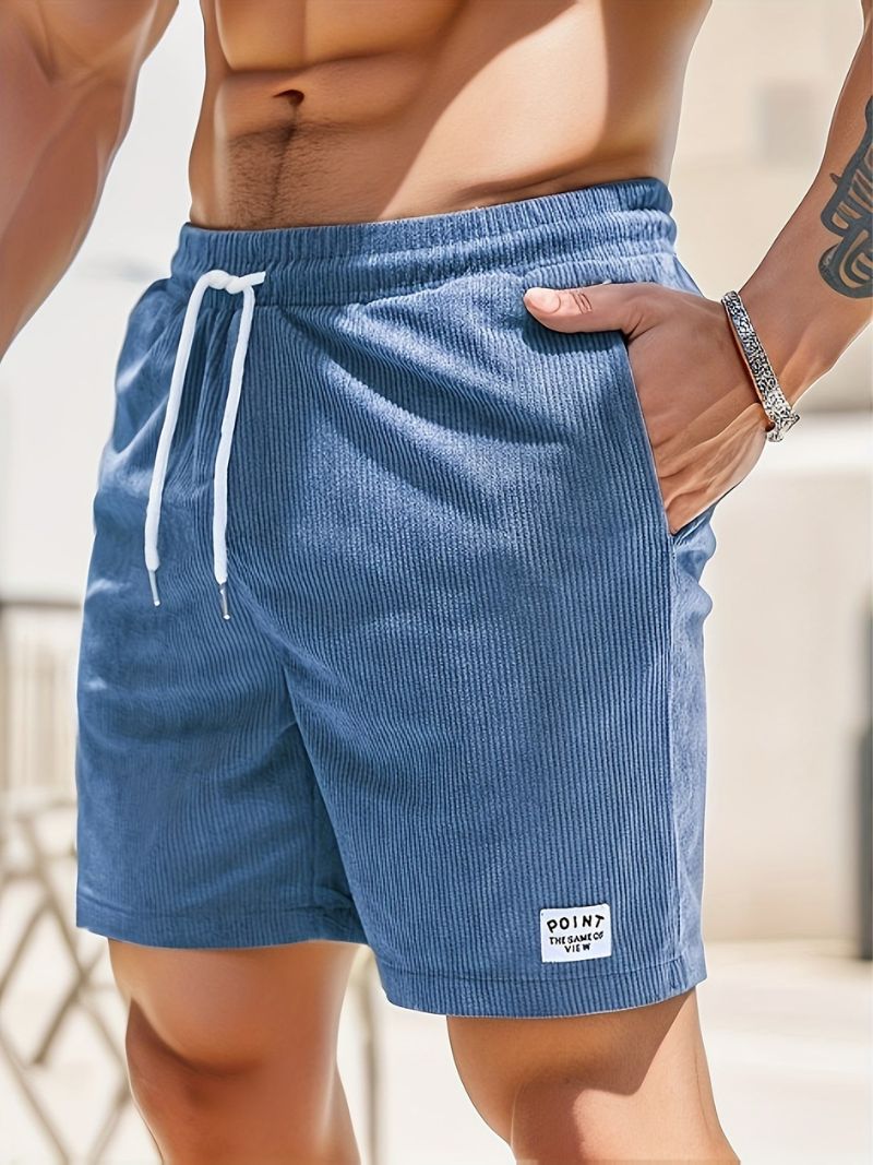 Pantalón corto casual de pana para hombre con cordón de ajuste